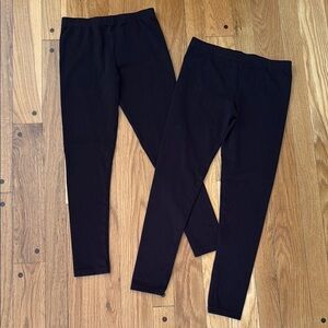 The Children's Place Girls Solid Black Leggings Size Large 10 12 Two Pairs